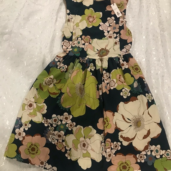 bijou sauvage Other - Bijou Sauvage Girls Floral Navy Dress with Green & Cream Blooms NWT